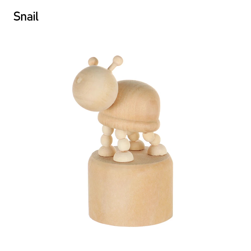 Wooden Animal Ornaments – Mini Movable Desktop Figurine Puppet Toy & Home Decoration Gift