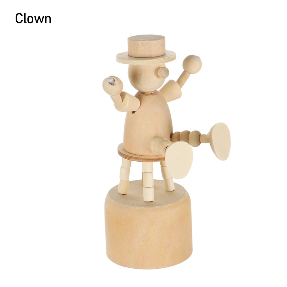 Wooden Animal Ornaments – Mini Movable Desktop Figurine Puppet Toy & Home Decoration Gift
