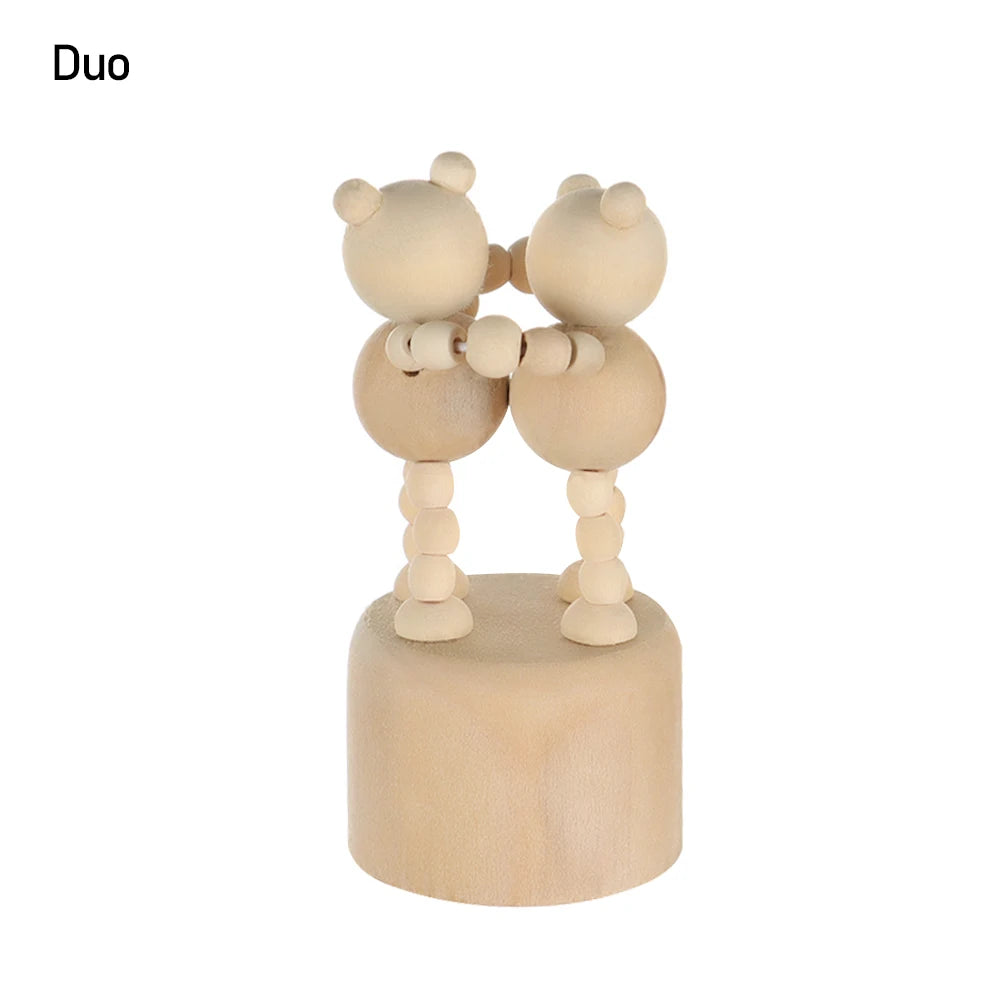 Wooden Animal Ornaments – Mini Movable Desktop Figurine Puppet Toy & Home Decoration Gift