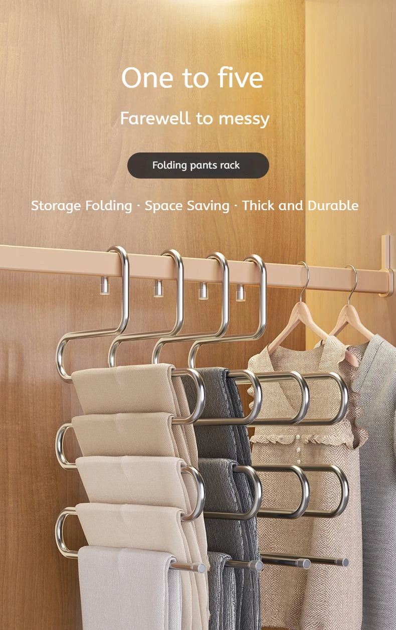 5-Layer Multi-Functional Clothes Hanger – Non-Slip Pant & Cloth Storage Rack