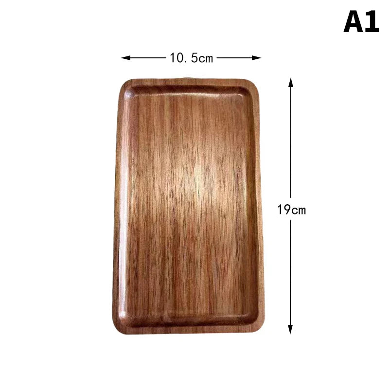 Solid Wood Tableware Tray – Japanese-Style Round & Rectangle Dessert, Snack & Tea Board