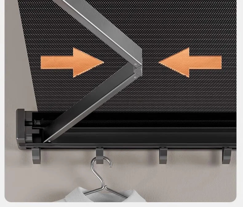 Foldable Clothes & Hat Rack with Hooks – Space-Saving Aluminum Organizer for Bathroom & Balcony