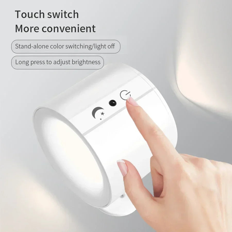 LED Magnetic Wall Lamp – Rotatable Up & Down Night Light for Bedroom and Living Room