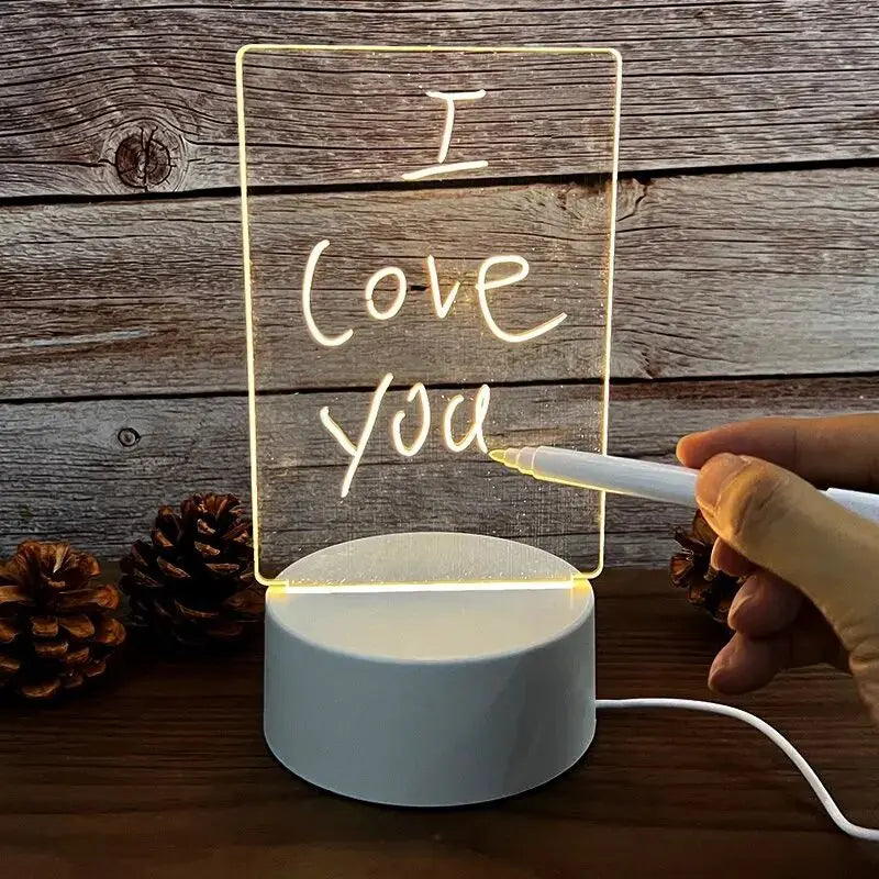 Transparent Luminous LED Night Light – USB Acrylic Message Board & Calendar Desk Lamp