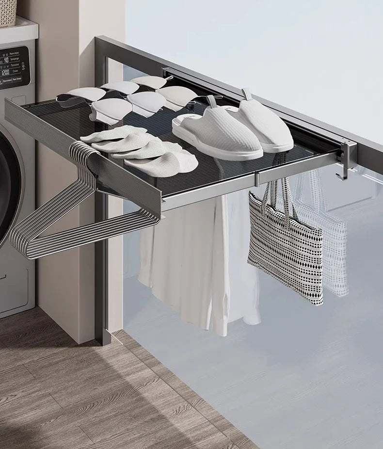 Foldable Clothes & Hat Rack with Hooks – Space-Saving Aluminum Organizer for Bathroom & Balcony