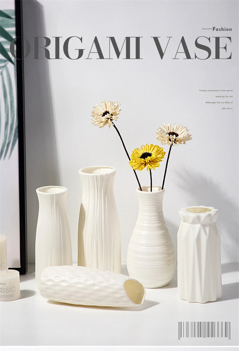 Nordic Plastic Vase – Small Modern Flower Pot for Home & Living Room Decor