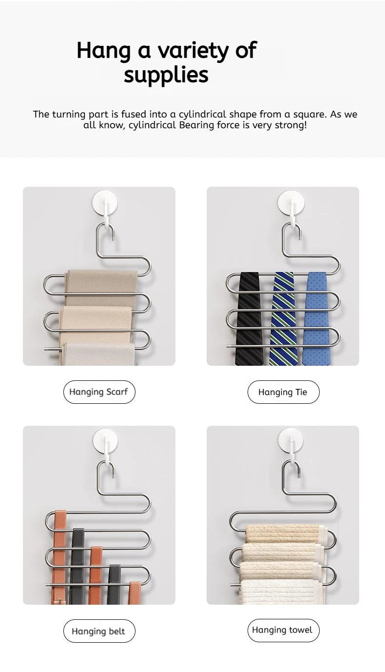 5-Layer Multi-Functional Clothes Hanger – Non-Slip Pant & Cloth Storage Rack