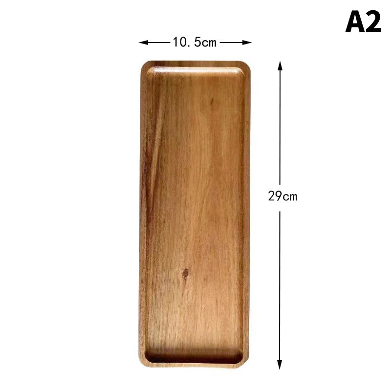 Solid Wood Tableware Tray – Japanese-Style Round & Rectangle Dessert, Snack & Tea Board