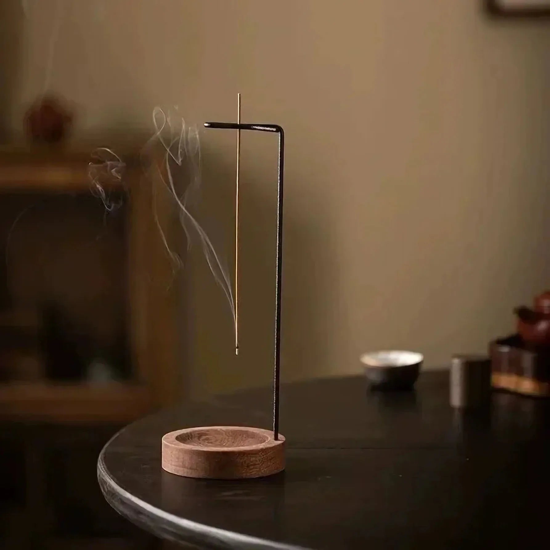 Wooden Upside Down Incense Burner – Round Stick Holder & Home Yoga Decoration