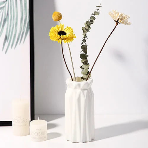 Nordic Plastic Vase – Small Modern Flower Pot for Home & Living Room Decor
