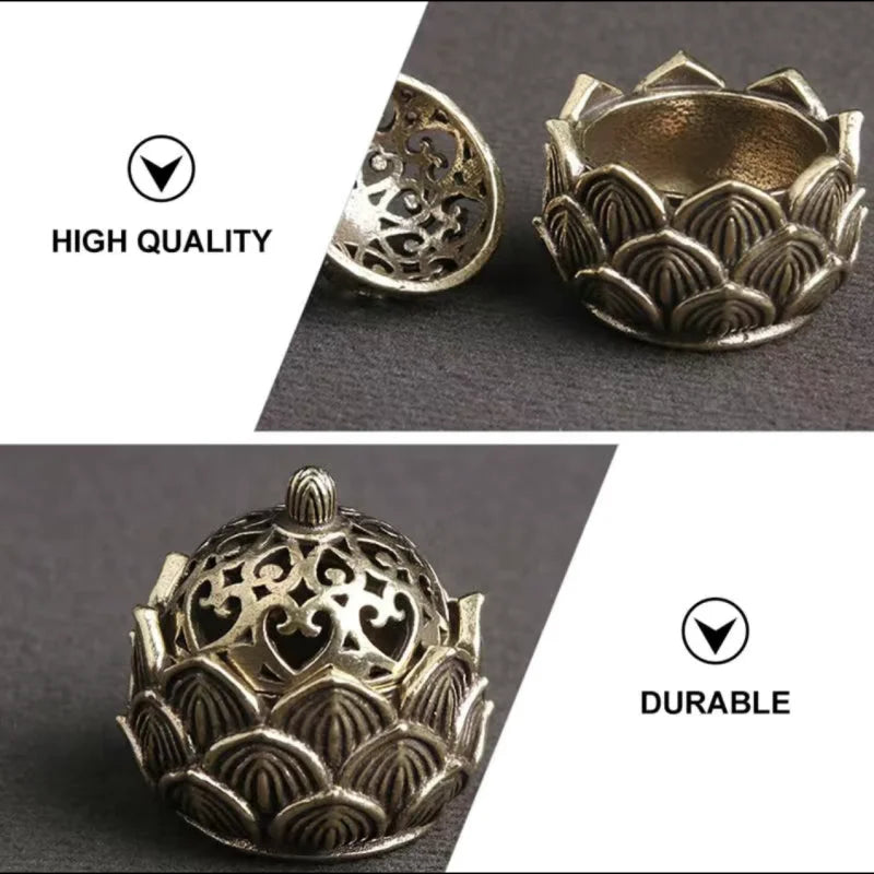 Hollow Lotus Mini Incense Burner – Tea Table Ornament & Aromatherapy Accessory