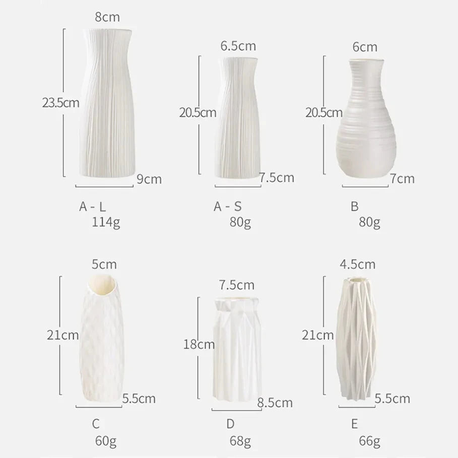 Nordic Plastic Vase – Small Modern Flower Pot for Home & Living Room Decor