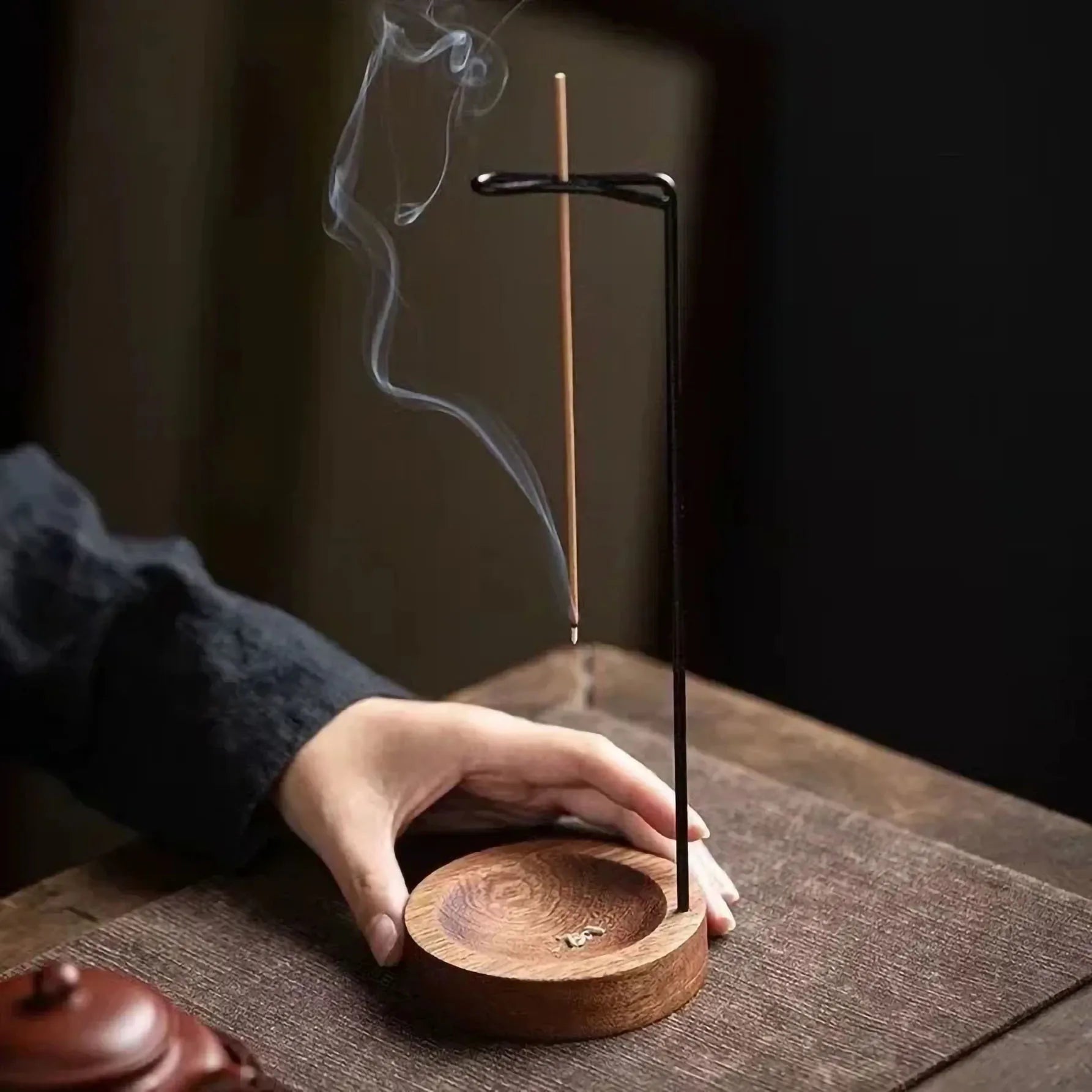 Wooden Upside Down Incense Burner – Round Stick Holder & Home Yoga Decoration