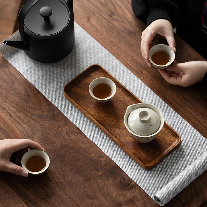 Solid Wood Tableware Tray – Japanese-Style Round & Rectangle Dessert, Snack & Tea Board