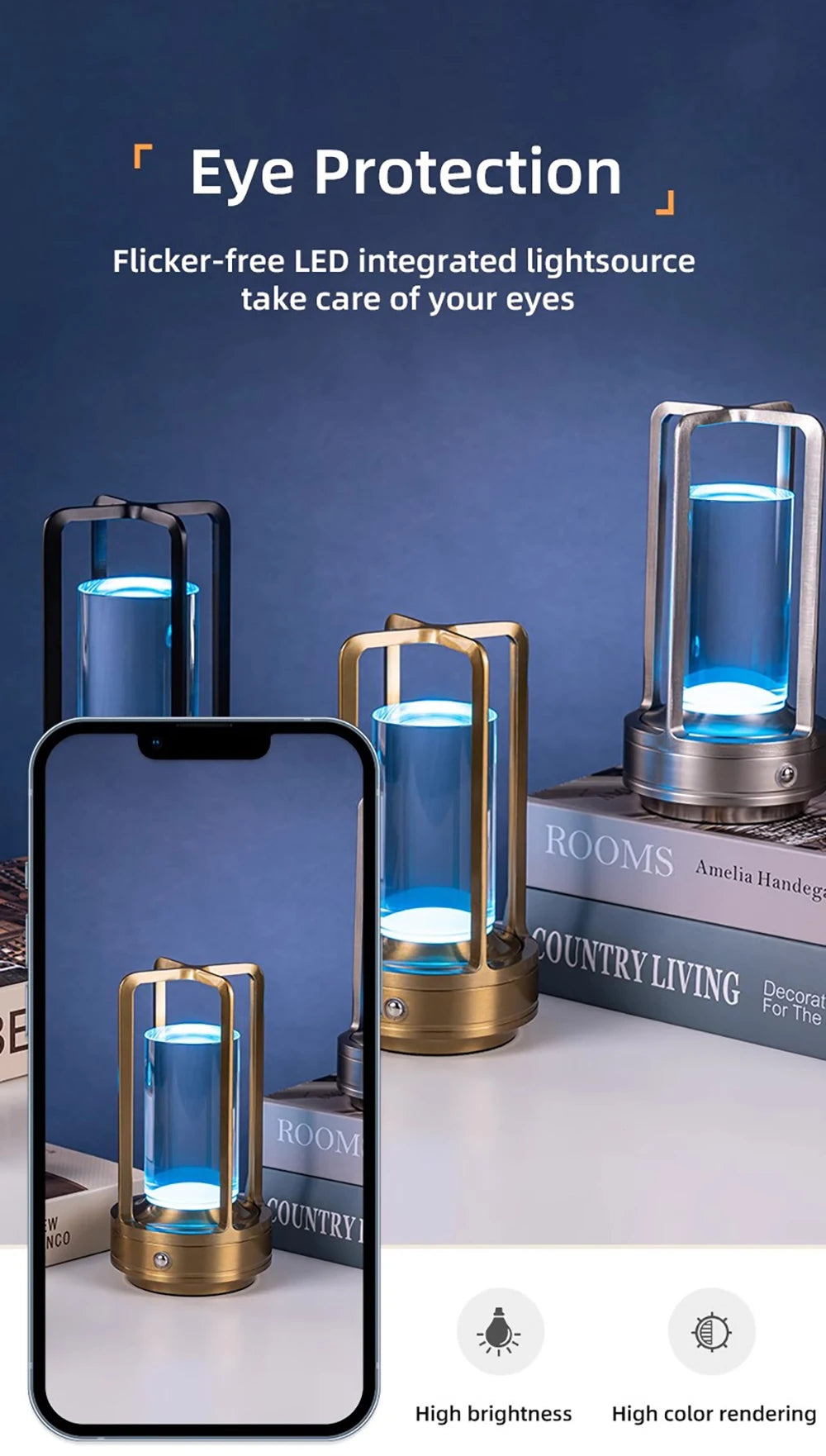 LED Touch Dimmable Table Lamp – Rechargeable Plastic Desk & Bedside Lamp