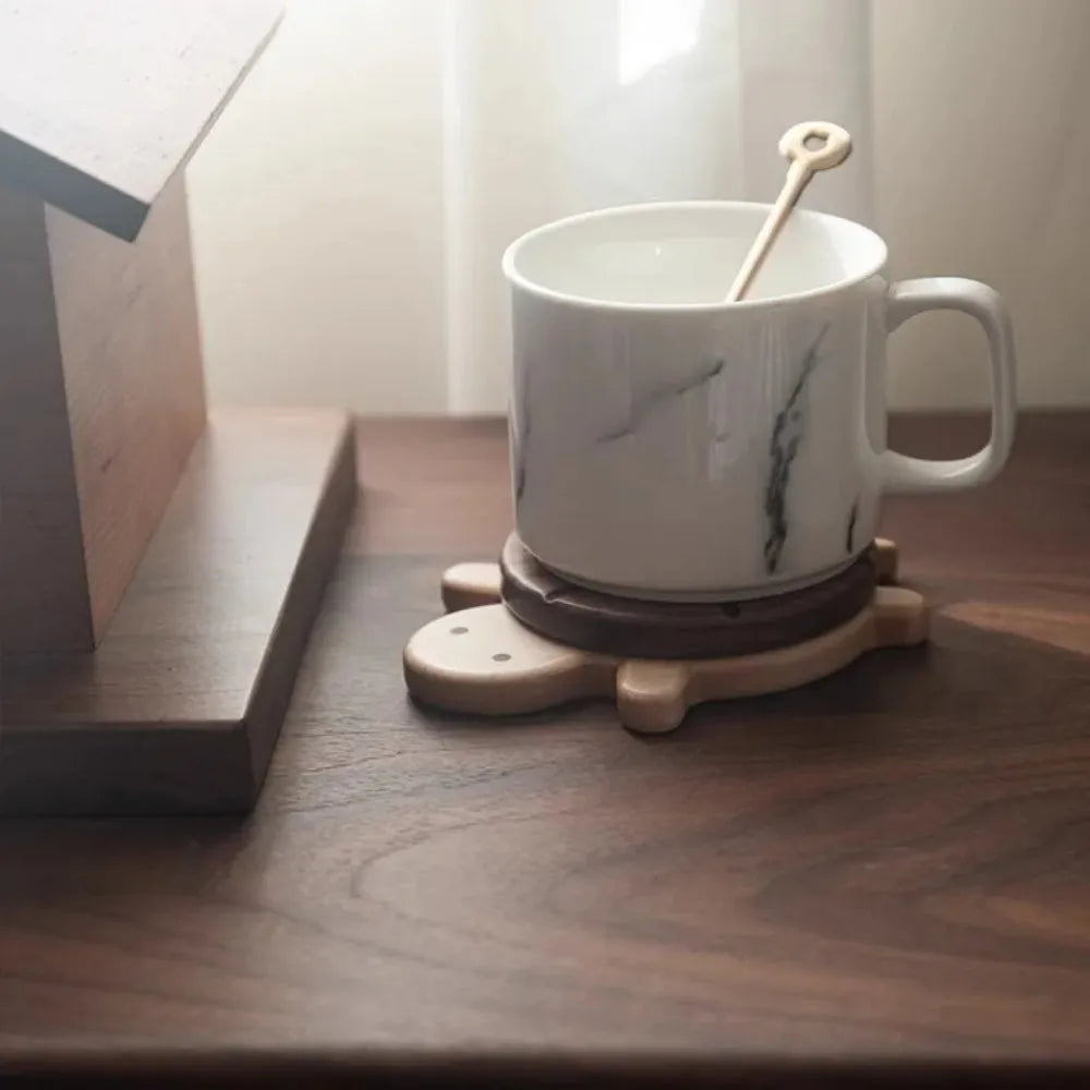 Black Walnut Solid Wood Turtle Coaster – Cute Anti-Scald Tea & Tableware Mat
