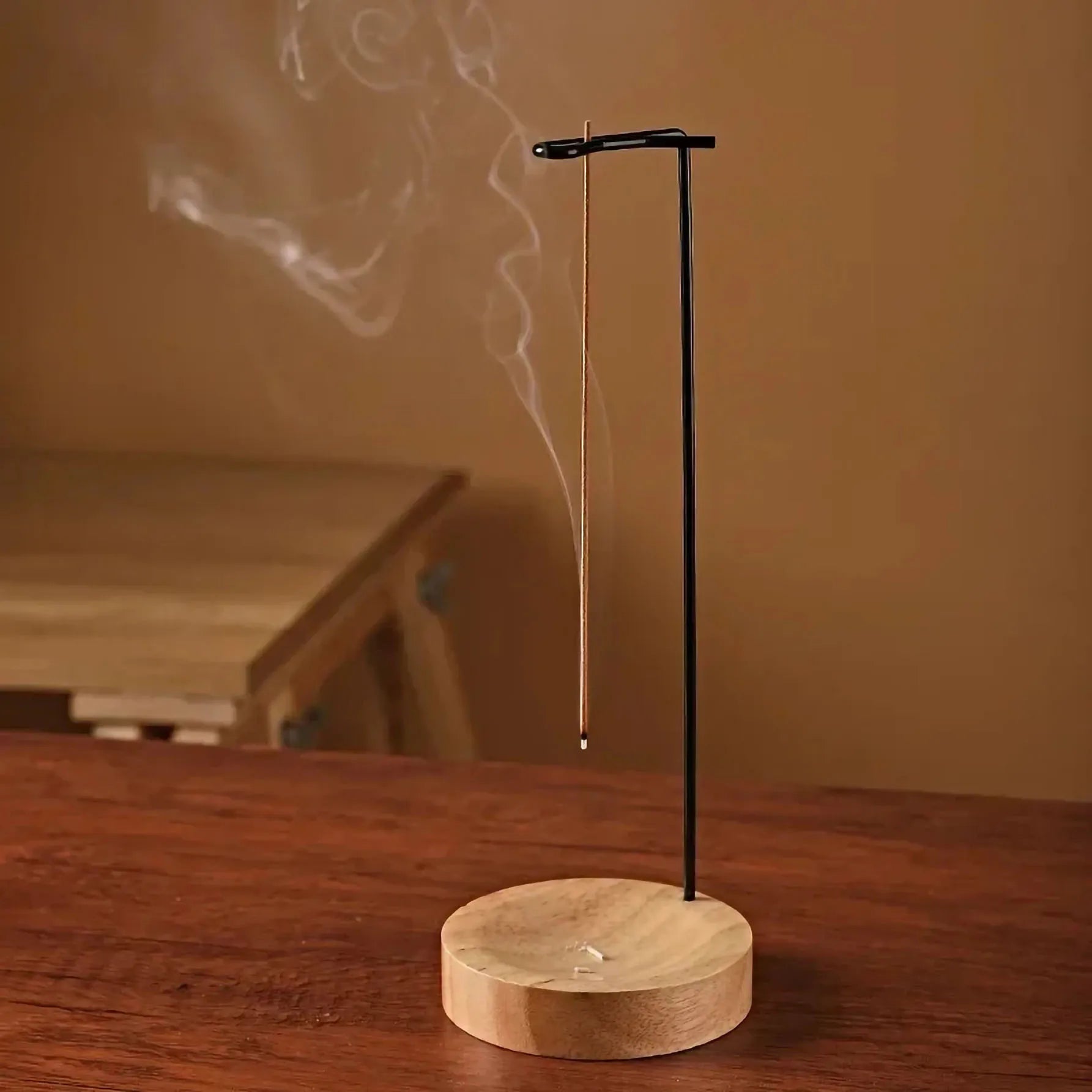 Wooden Upside Down Incense Burner – Round Stick Holder & Home Yoga Decoration