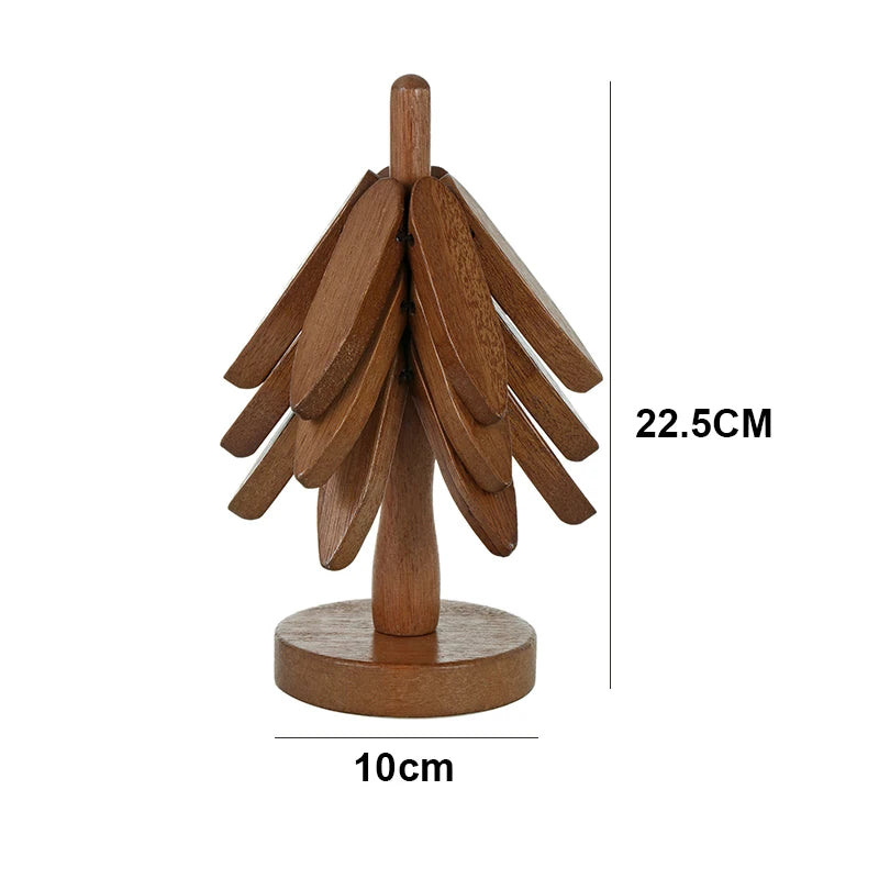 Bamboo Wooden Tree Trivet Set – Heat Resistant Coasters & Decorative Table Mats
