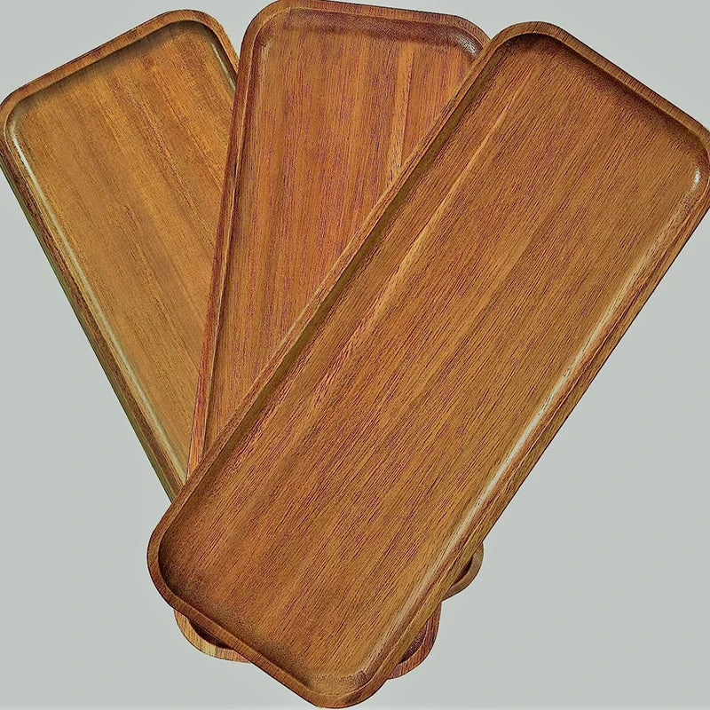 Solid Wood Tableware Tray – Japanese-Style Round & Rectangle Dessert, Snack & Tea Board