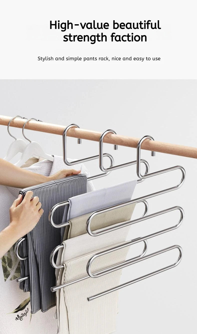 5-Layer Multi-Functional Clothes Hanger – Non-Slip Pant & Cloth Storage Rack