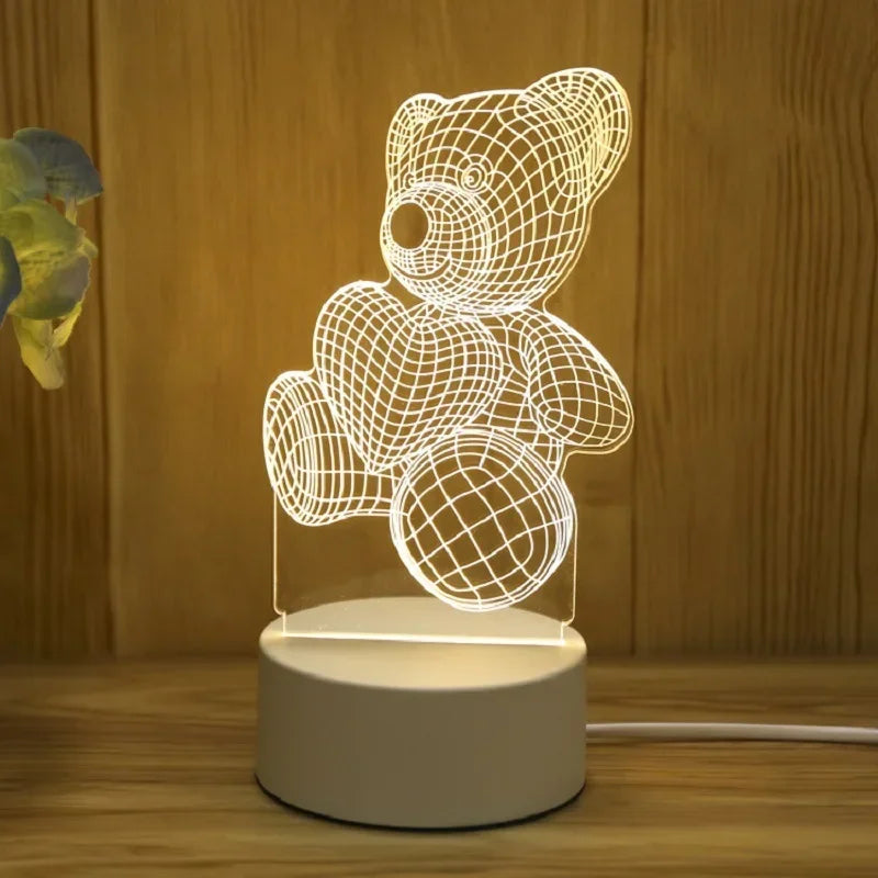 3D Teddy Bear LED Table Lamp – Creative Night Light for Bedroom & Gifts