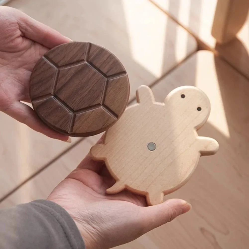 Black Walnut Solid Wood Turtle Coaster – Cute Anti-Scald Tea & Tableware Mat