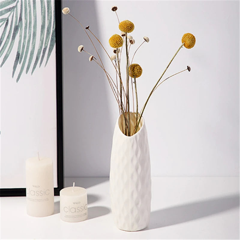 Nordic Plastic Vase – Small Modern Flower Pot for Home & Living Room Decor