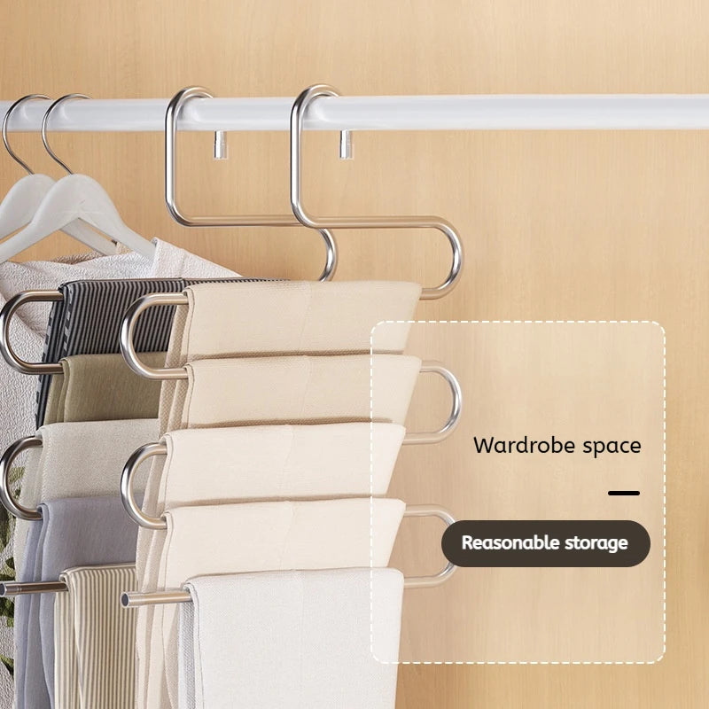 5-Layer Multi-Functional Clothes Hanger – Non-Slip Pant & Cloth Storage Rack