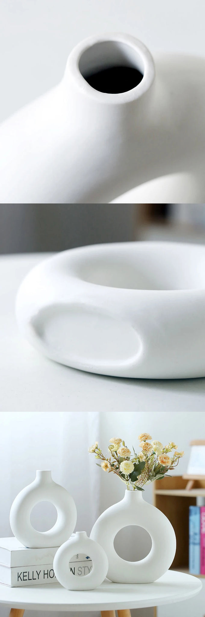Nordic Plastic Flower Vase – Modern Hollow Circular Decorative Bottle for Home & Office