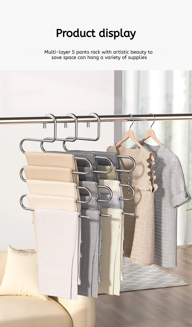 5-Layer Multi-Functional Clothes Hanger – Non-Slip Pant & Cloth Storage Rack