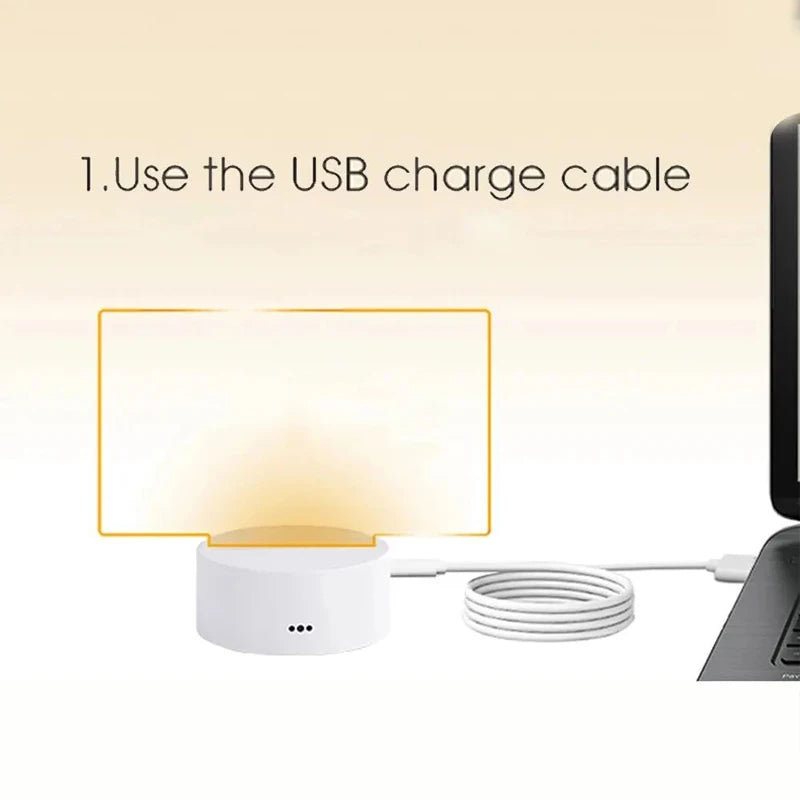 Transparent Luminous LED Night Light – USB Acrylic Message Board & Calendar Desk Lamp