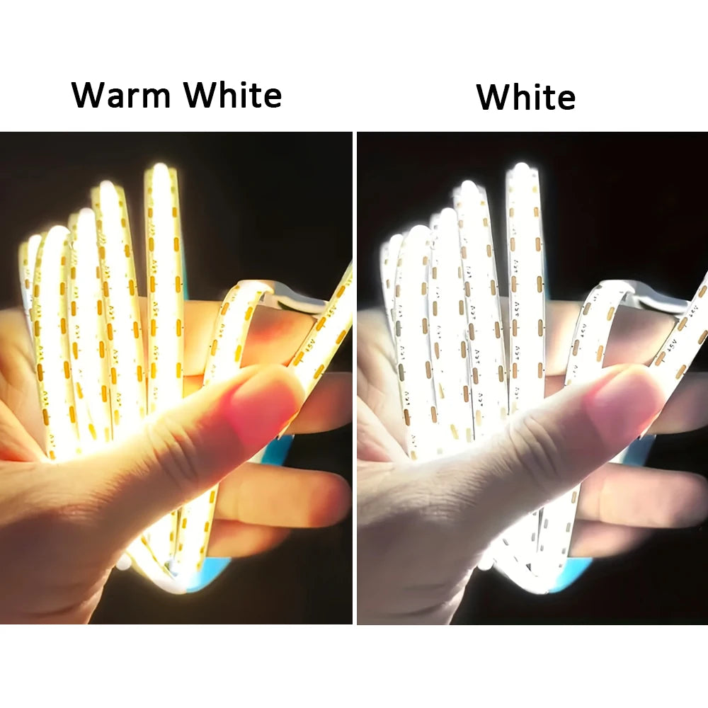 Motion Sensor LED Strip Lights – Battery-Powered COB 320 LEDs/m for Stairs, Bedroom & Closet