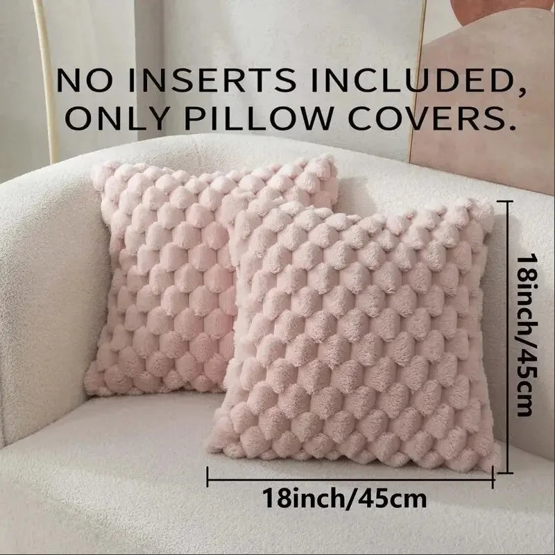 3D Soft Plush Throw Pillowcase – Cream White Pineapple Grid & Turtle Pattern Cushion Cover for Sofa & Bedroom Decor