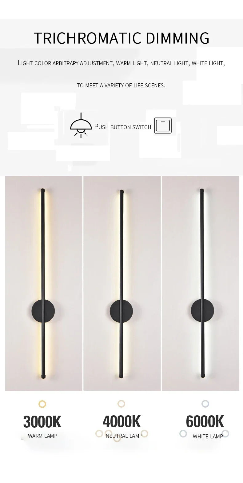 Minimalist LED Wall Lamp – Modern Strip Lighting Fixture for Bedroom & Living Room