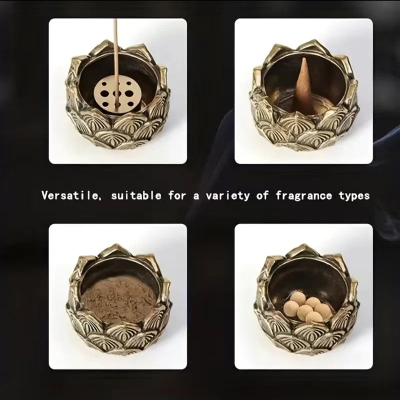 Hollow Lotus Mini Incense Burner – Tea Table Ornament & Aromatherapy Accessory