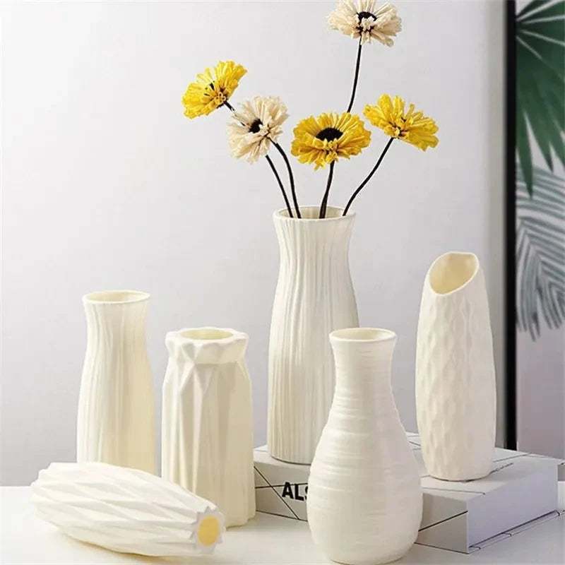 Nordic Plastic Vase – Small Modern Flower Pot for Home & Living Room Decor