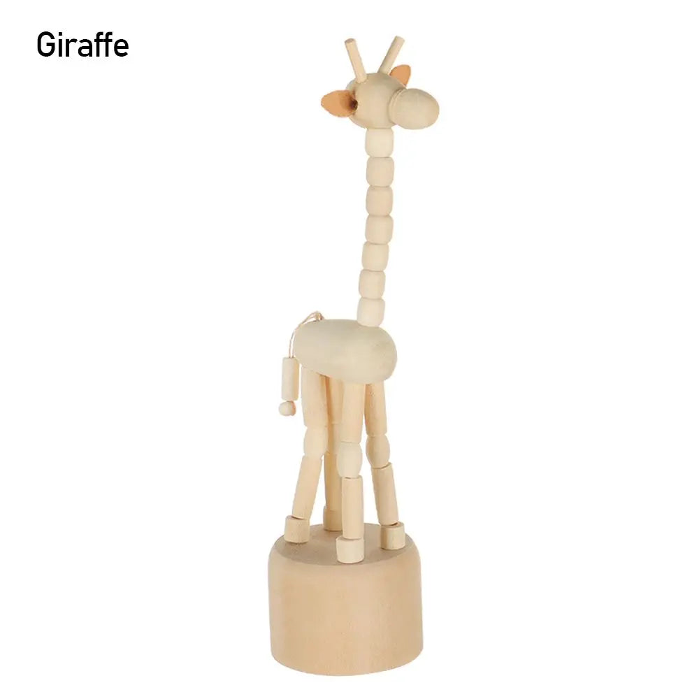 Wooden Animal Ornaments – Mini Movable Desktop Figurine Puppet Toy & Home Decoration Gift