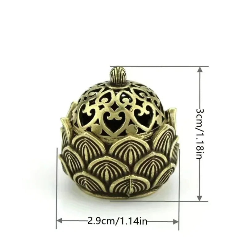 Hollow Lotus Mini Incense Burner – Tea Table Ornament & Aromatherapy Accessory