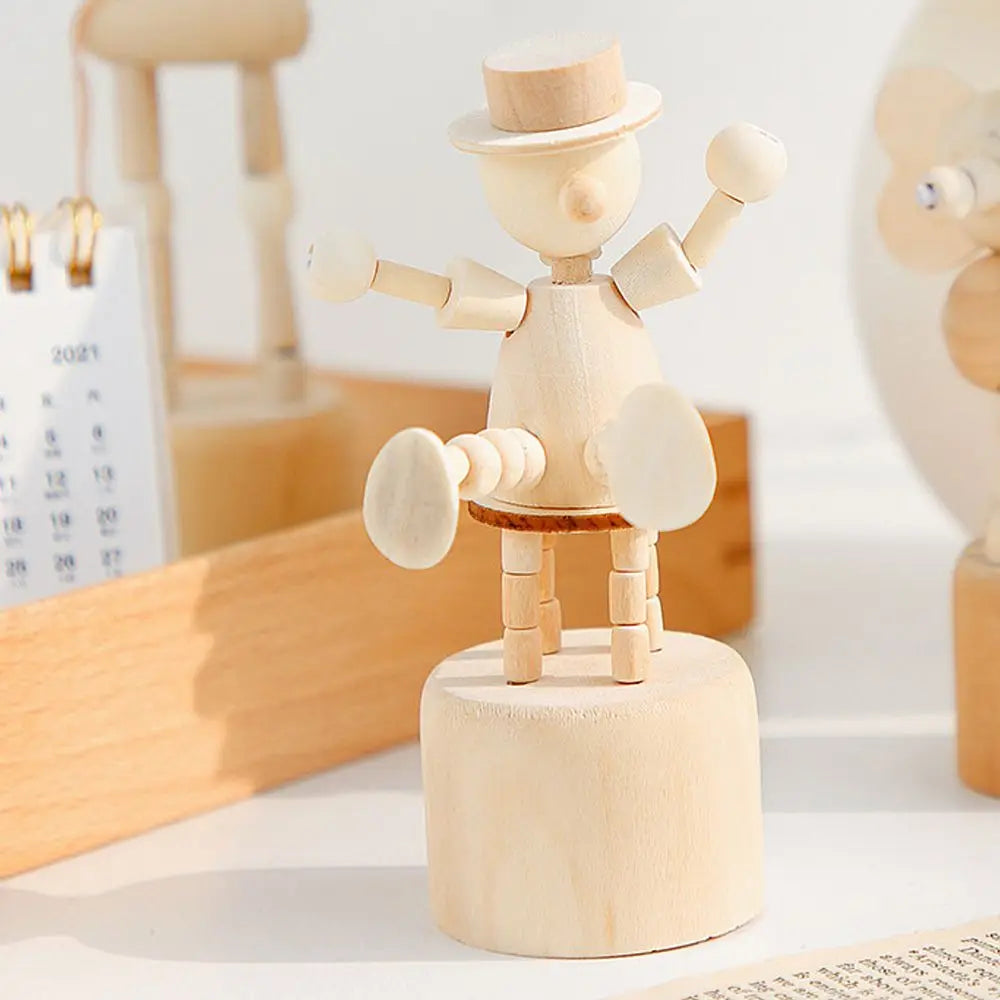 Wooden Animal Ornaments – Mini Movable Desktop Figurine Puppet Toy & Home Decoration Gift