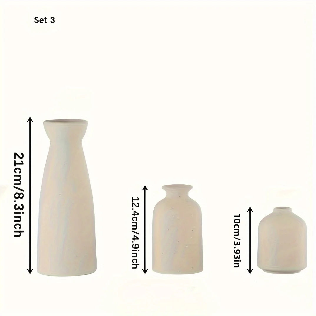 Set of 3 Ceramic Vases – Rustic & Modern Farmhouse Home Decor