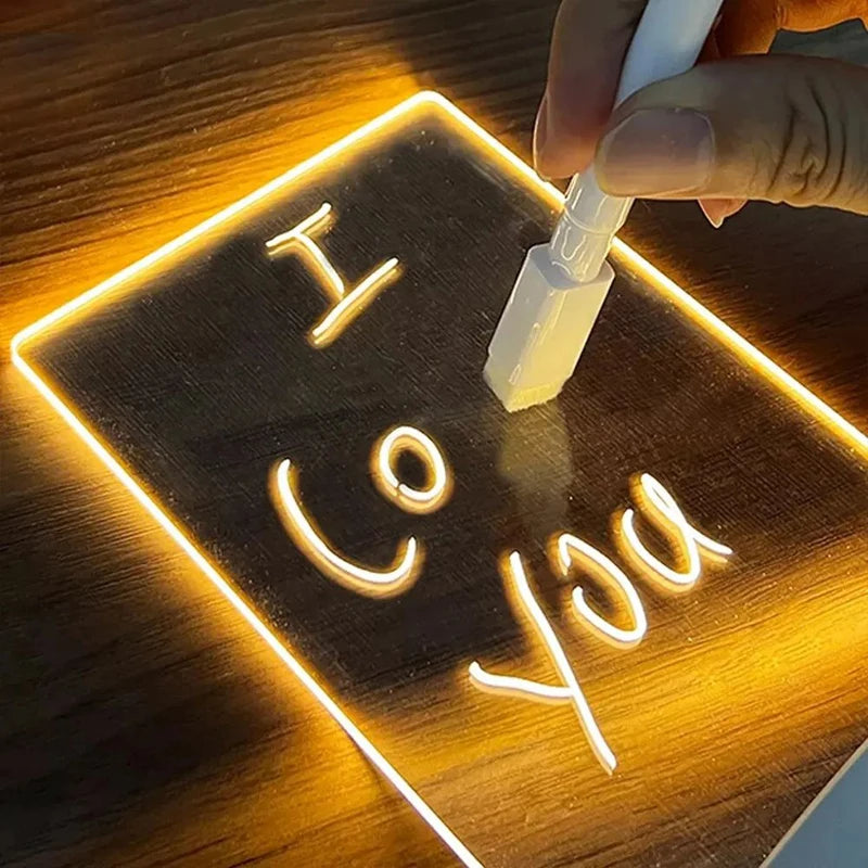 Transparent Luminous LED Night Light – USB Acrylic Message Board & Calendar Desk Lamp