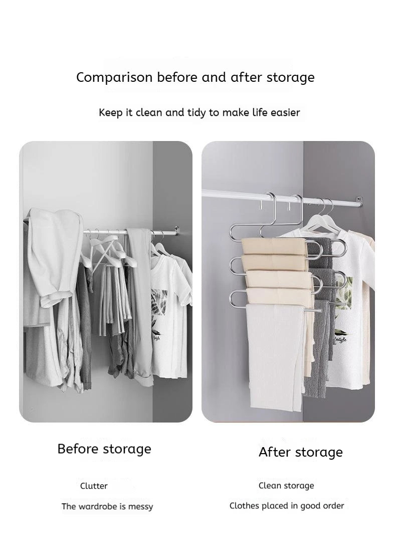 5-Layer Multi-Functional Clothes Hanger – Non-Slip Pant & Cloth Storage Rack