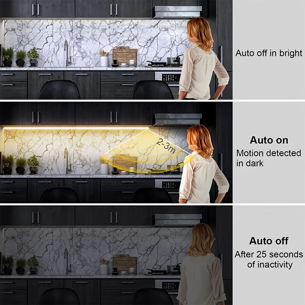 Motion Sensor LED Strip Lights – Battery-Powered COB 320 LEDs/m for Stairs, Bedroom & Closet