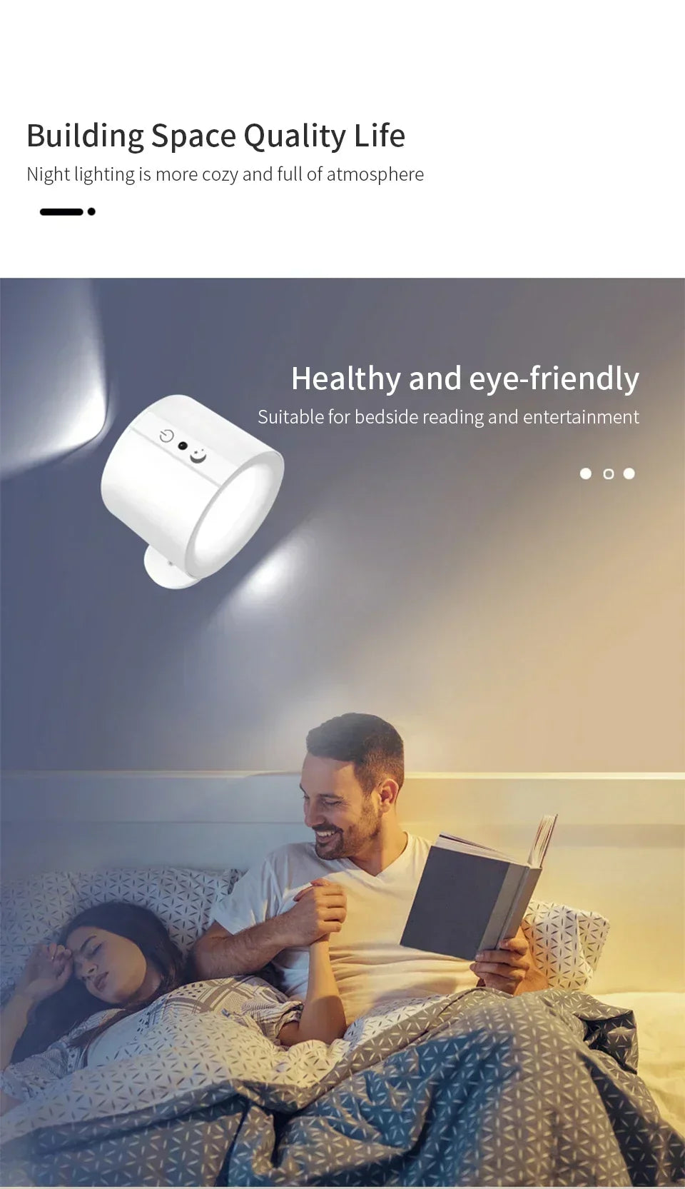 LED Magnetic Wall Lamp – Rotatable Up & Down Night Light for Bedroom and Living Room