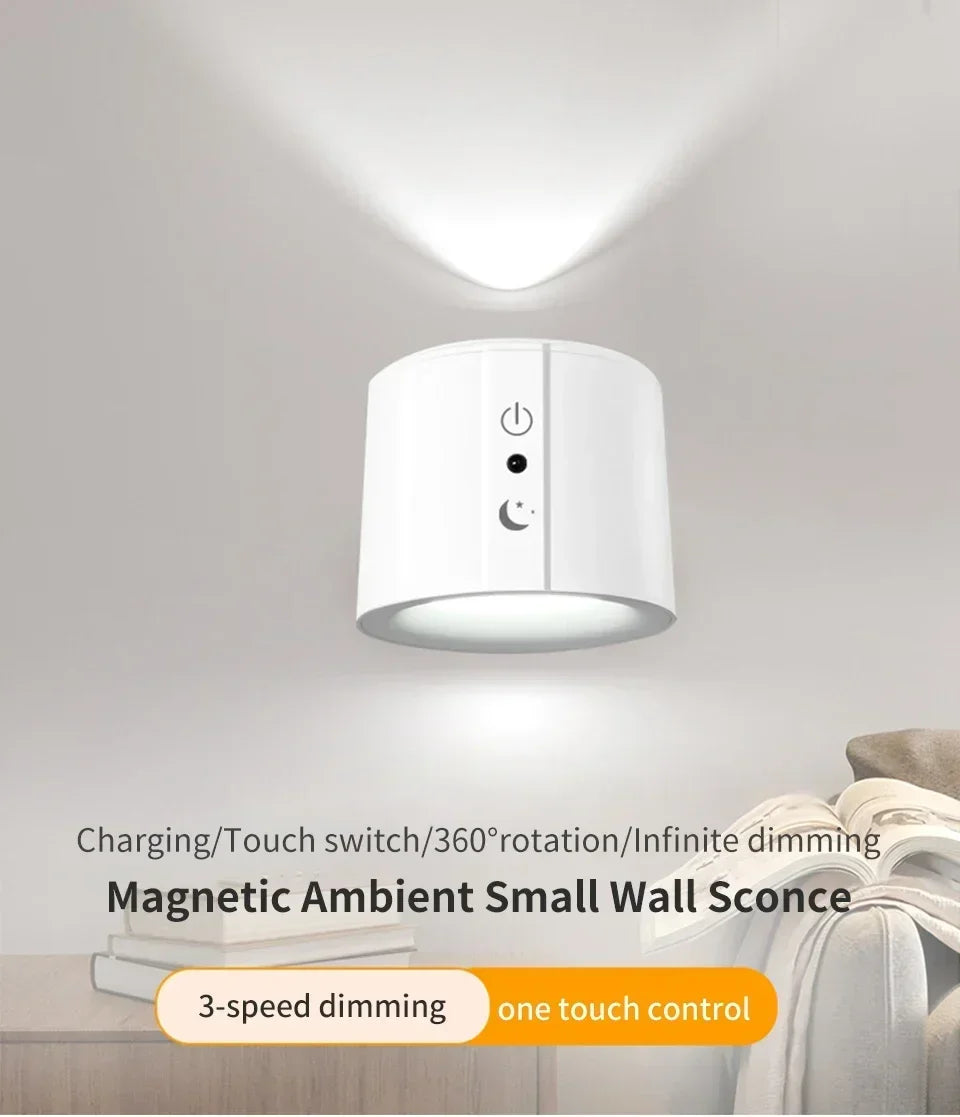 LED Magnetic Wall Lamp – Rotatable Up & Down Night Light for Bedroom and Living Room
