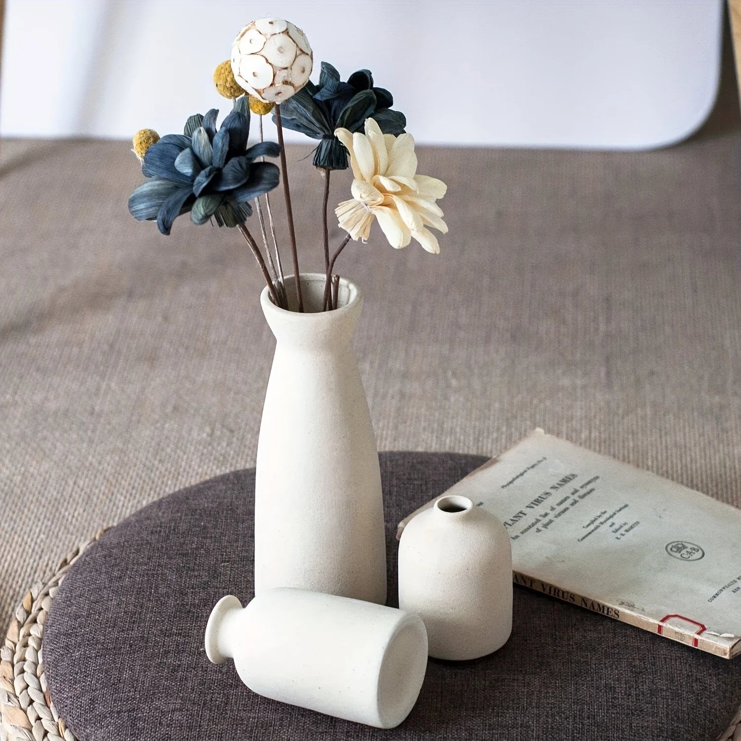 Set of 3 Ceramic Vases – Rustic & Modern Farmhouse Home Decor