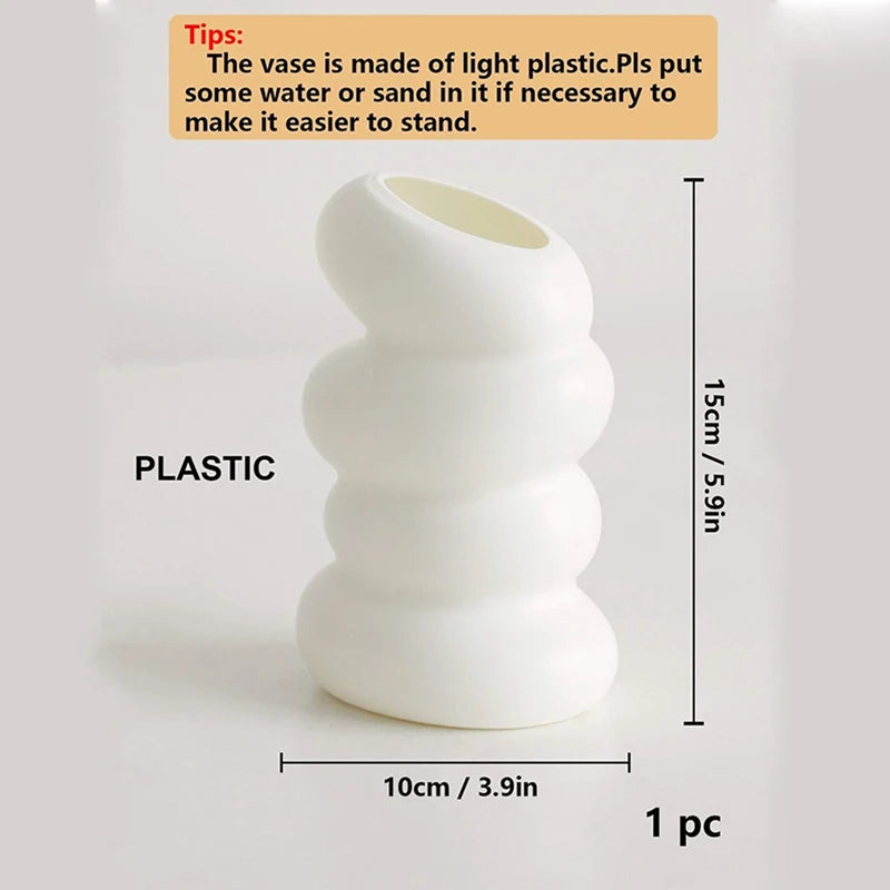 Plastic Spiral White Vase – Nordic Modern Flower Arrangement Decor