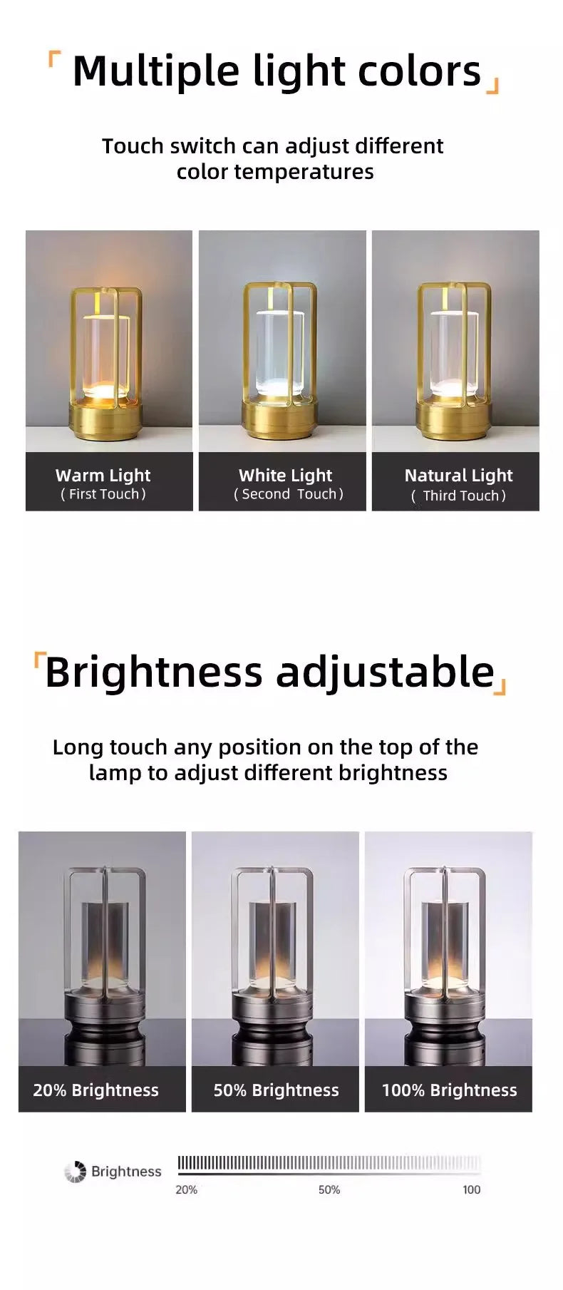 LED Touch Dimmable Table Lamp – Rechargeable Plastic Desk & Bedside Lamp