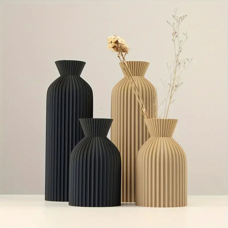 Elegant Black Plastic Vase – Boho Chic Home & Office Decorative Centerpiece