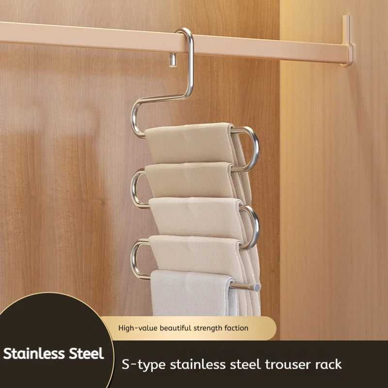 5-Layer Multi-Functional Clothes Hanger – Non-Slip Pant & Cloth Storage Rack